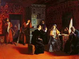 Marina Mniszech onder Arrest met een Priester, 1883